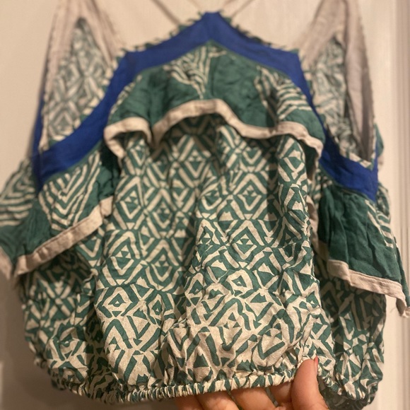 Free People - brand new beautiful top - green and blue - size x-small - Picture 5 of 10
